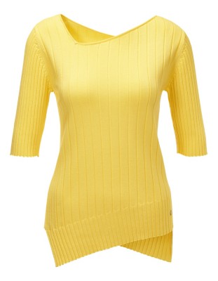 Rippstrickpullover mit asymmetrischem Ausschnitt