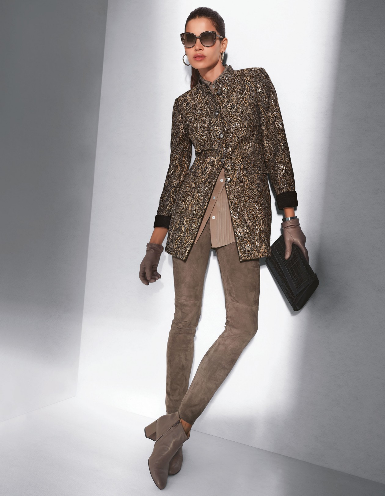 Lederleggings Aus Ziegenvelours Taupe Taupe Madeleine Mode